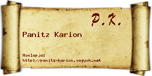 Panitz Karion névjegykártya